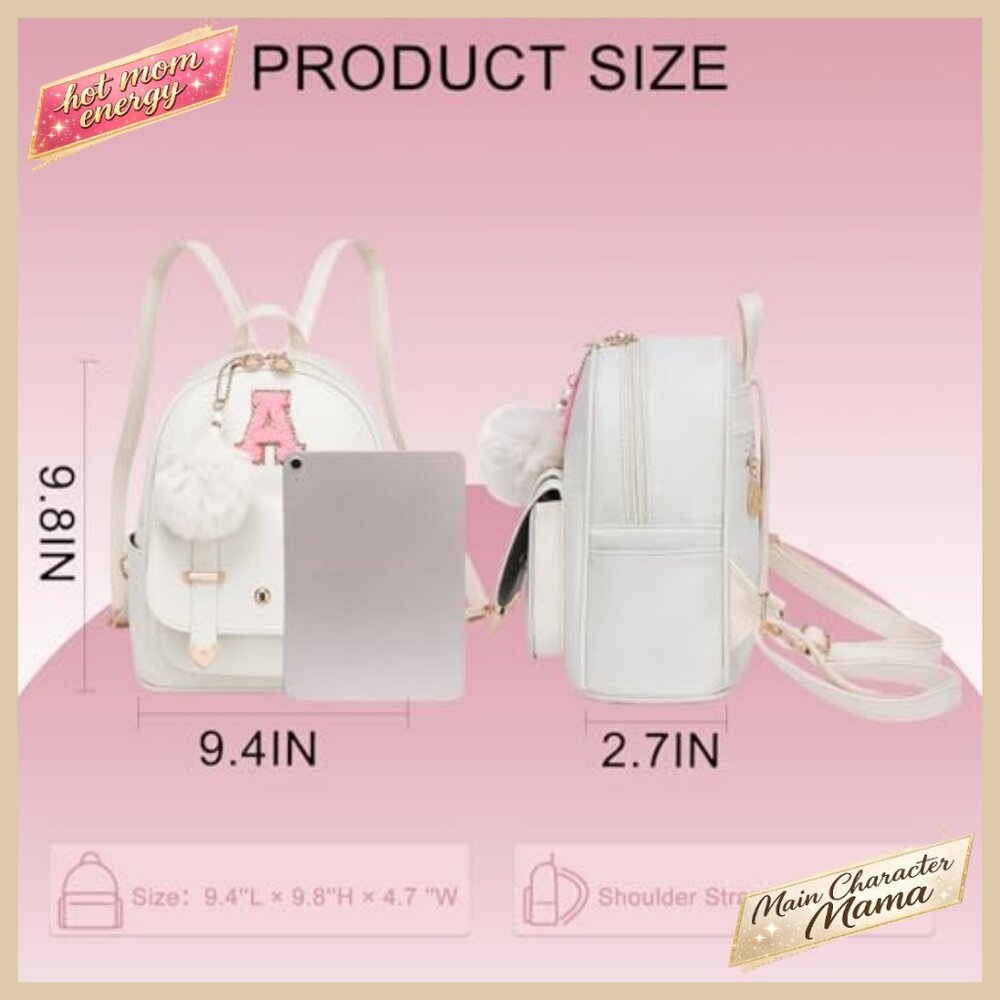 Personalized Letter Mini Backpack PU Leather Adju… - image 6